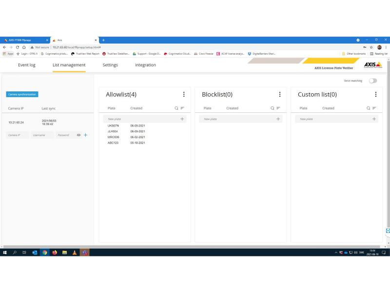 Screenshot of program license plate verifier